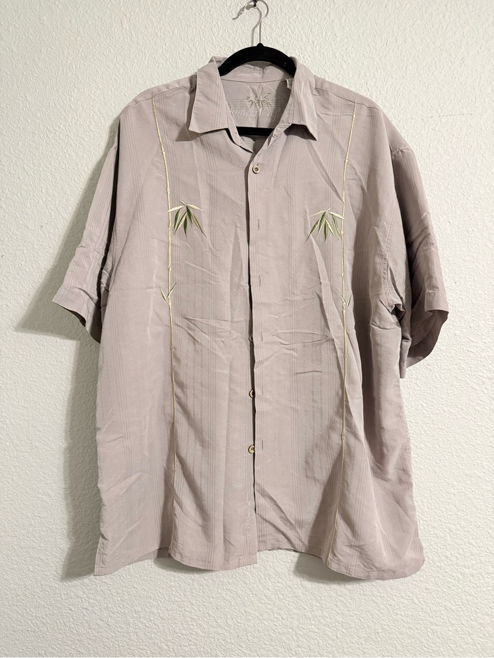 Bamboo Cay Embroidered Mauve Button-Up Shirt